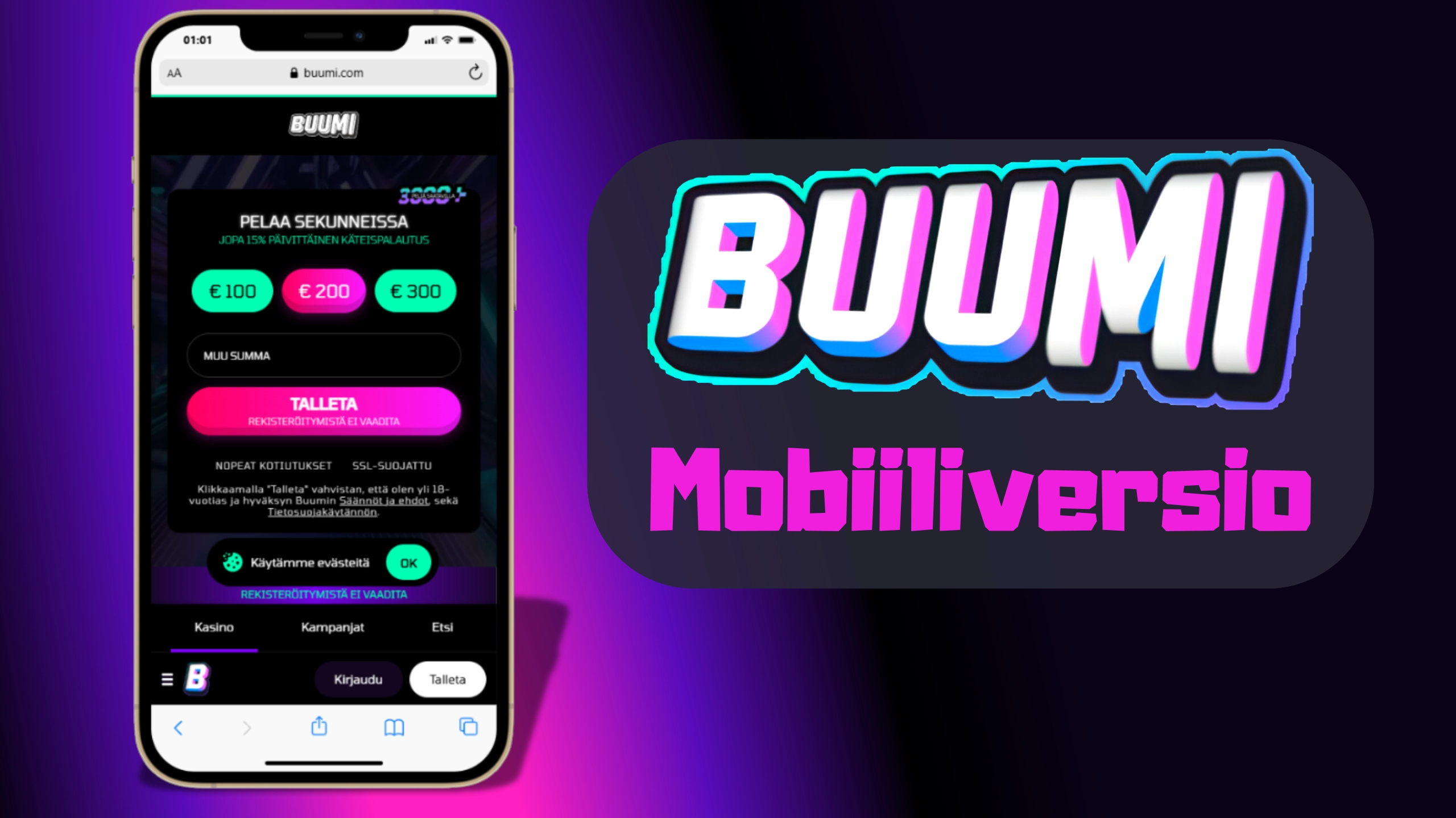 Buumi Casino Mobiiliversio